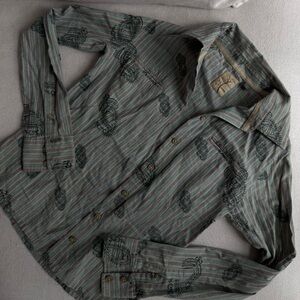 Paisley Stripe Natural fabrics striped button up shirt with unique design